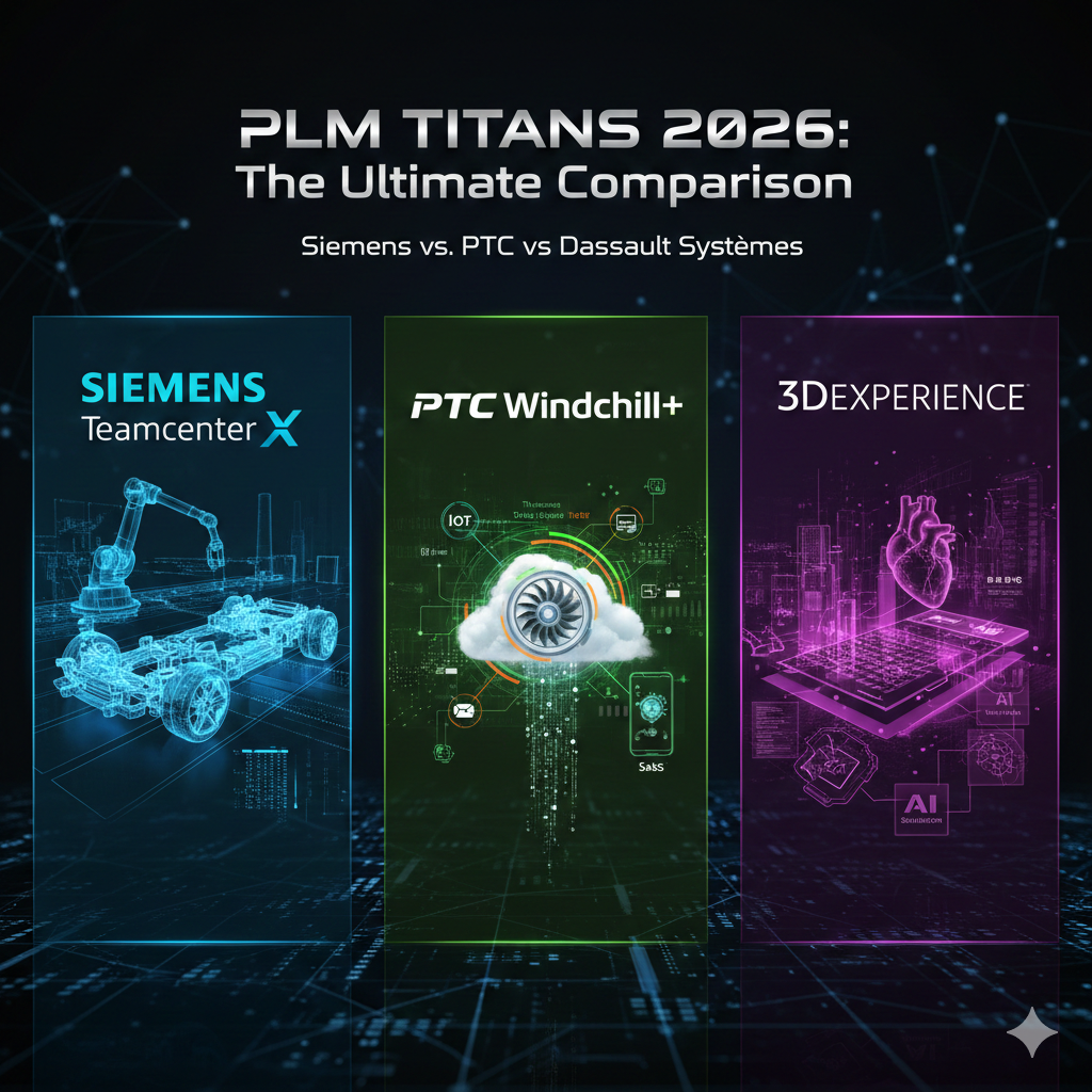 PLM Software Comparison Siemens Teamcenter, PTC Windchill and 3DEXPERIENCE